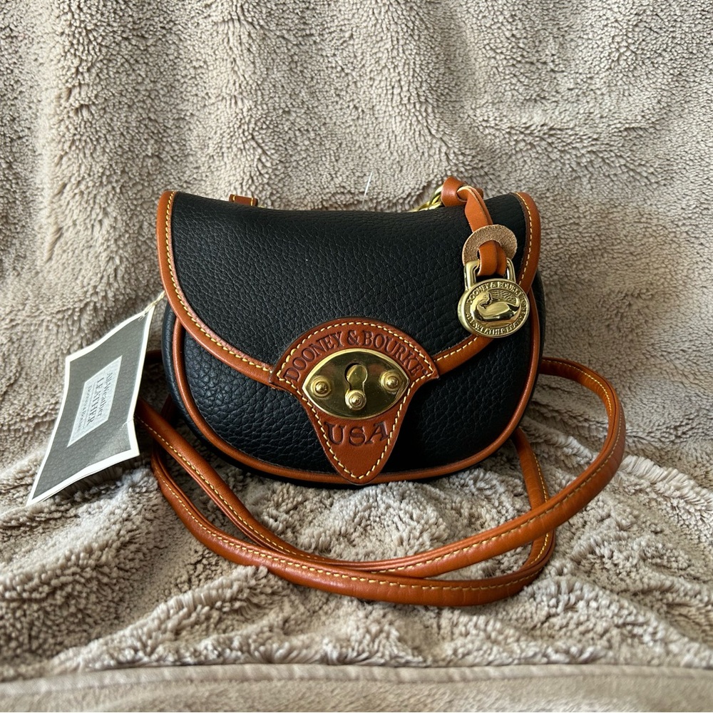 Vintage DOONEY & BOURKE Black Cavalry Crossbody Belt Bag NEW!